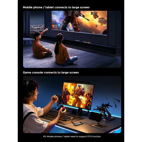 Фото - Хаб USB UGREEN CM888 7-in-1 USB-C to 3xUSB, 1xUSB-C, HDMI, RJ-45, PD 100W Gray (45155)