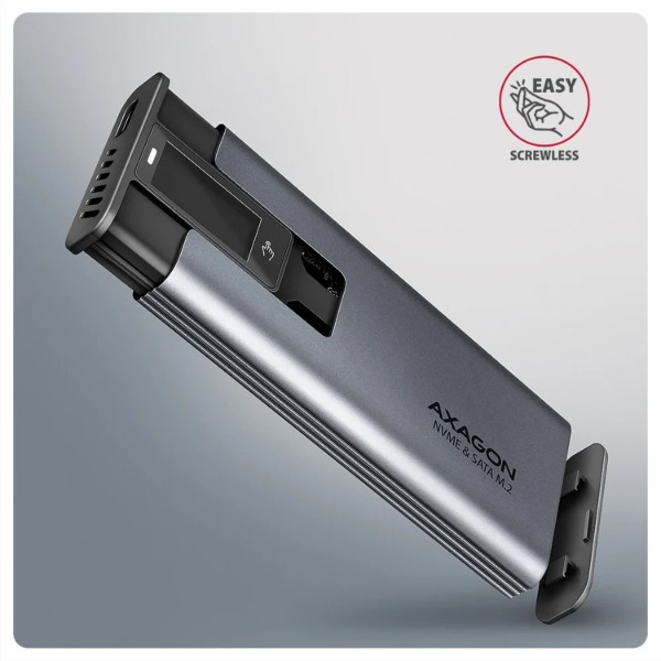 Фото - Зовнішня кишеня AXAGON USB-C 10Gbps - M.2 NVMe & SATA SSD DISPLAY box (EEM2-SD2)