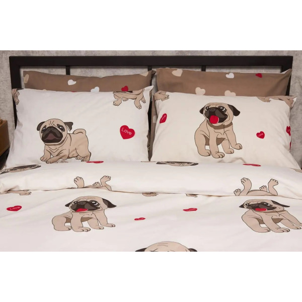 Фото - Комплект постільної білизни Moon&Star Бязь Gold Люкс Bulldog Love 175х210 нав. 2х70х70 (MS-820005712)