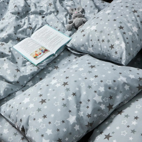 Фото - Комплект постільної білизни Moon&Star Бязь Gold Люкс Silver Stars King Size 220x240 нав. 2х40х60 (MS-820006825)