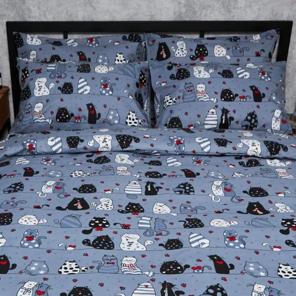 Фото - Комплект постільної білизни Moon&Star Бязь Gold Люкс Feline Fun 175х210 нав. 2х50х70 (MS-820006306)