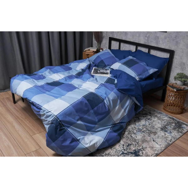 Фото - Комплект постільної білизни Moon&Star Бязь Gold Люкс «Finland Blue» 143х210 см нав. 4х70х70 (MS-820004884)