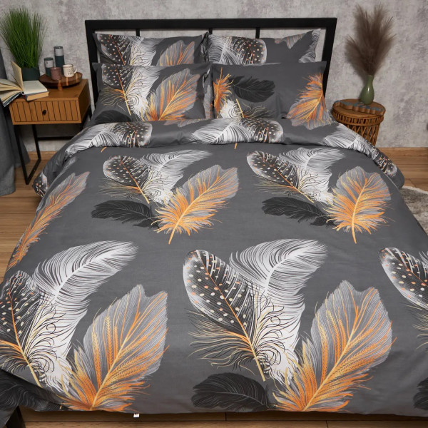 Фото - Комплект постільної білизни Moon&Star Бязь Gold Люкс Mystic Feathers 143х210 см нав. 4х70х70 (MS-820009504)