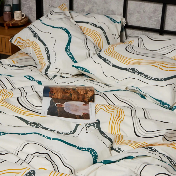 Фото - Комплект постільної білизни Moon&Star Бязь Gold Люкс Natural Waves King Size 220x240 нав. 2х70х70 (MS-820009522)