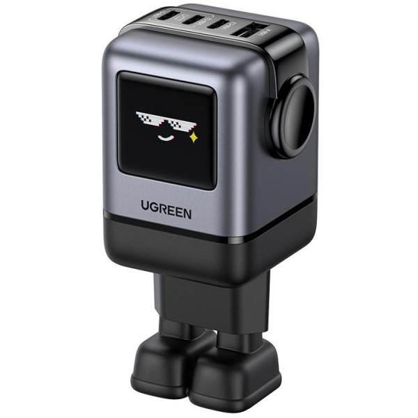 Фото - Мережевий зарядний пристрій UGREEN X688 USB+3xUSB-C 100W Robot GaN Tech Fast Charger Grey (45515B)