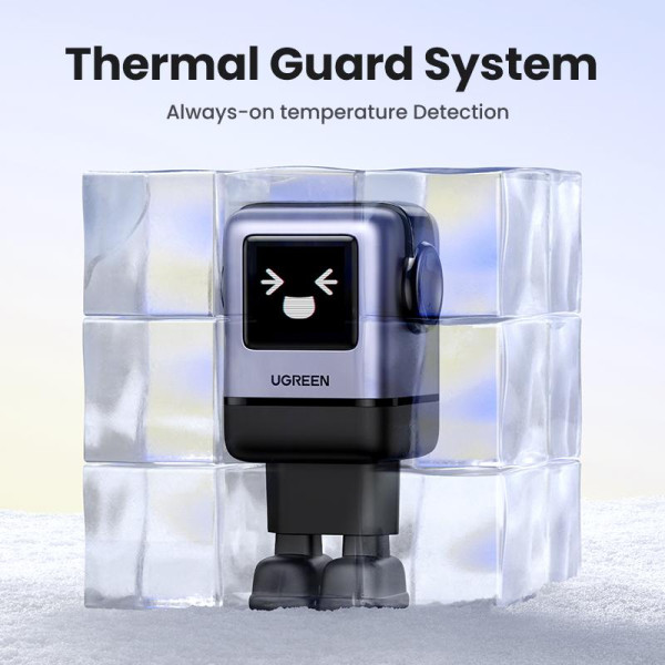 Фото - Мережевий зарядний пристрій UGREEN X688 USB+3xUSB-C 100W Robot GaN Tech Fast Charger Grey (45515B)