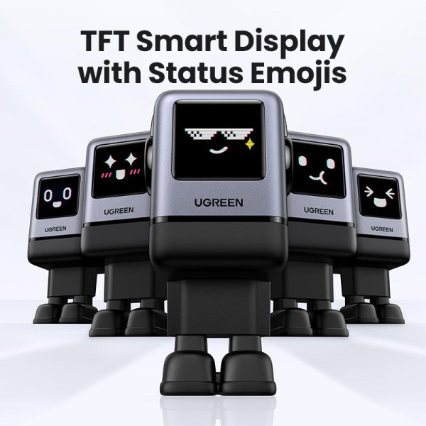 Фото - Мережевий зарядний пристрій UGREEN X688 USB+3xUSB-C 100W Robot GaN Tech Fast Charger Grey (45515B)