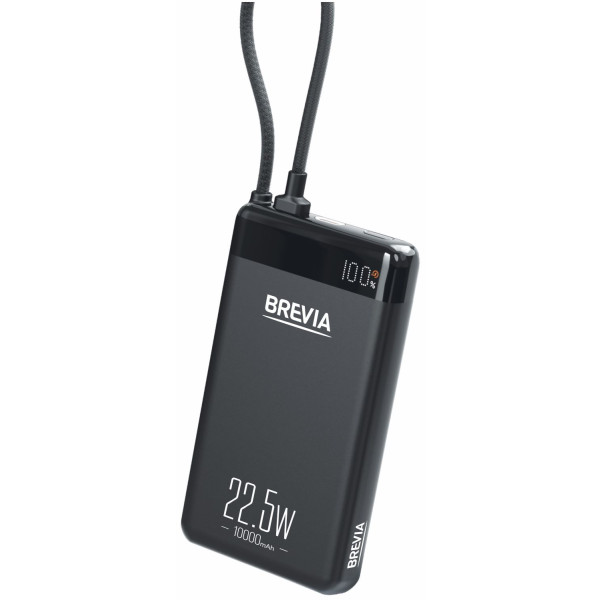 Фото - Батарея мобільна Brevia ePower LCD 10000mAh 22,5W SuperSlim Metal Black + cable (45550SMB)