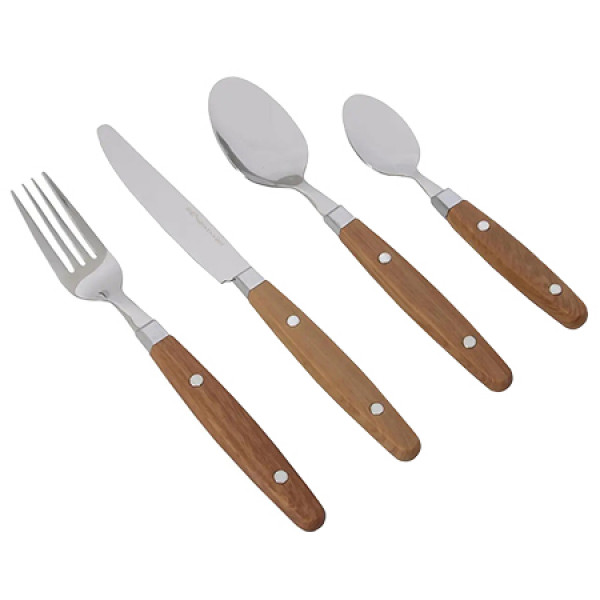 Фото - Набір столових приборів туристичний Gimex Cutlery Nature 16 Pieces 4 Person Wood (6960904)