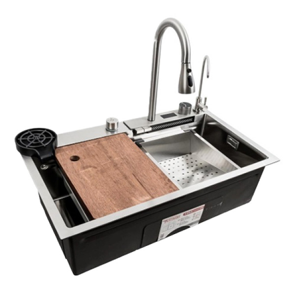 Фото - Мийка кухонна Platinum 75x45G сатин Handmade "Водоспад" повна комплектація Фото - Мийка кухонна Platinum 75x45G сатин Handmade "Водоспад" повна комплектація