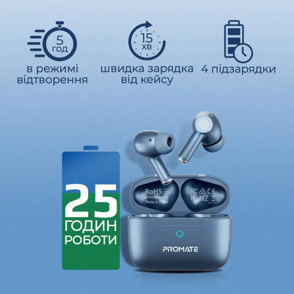 Фото - Навушники вкладиші бездротові TWS Promate propods.blue