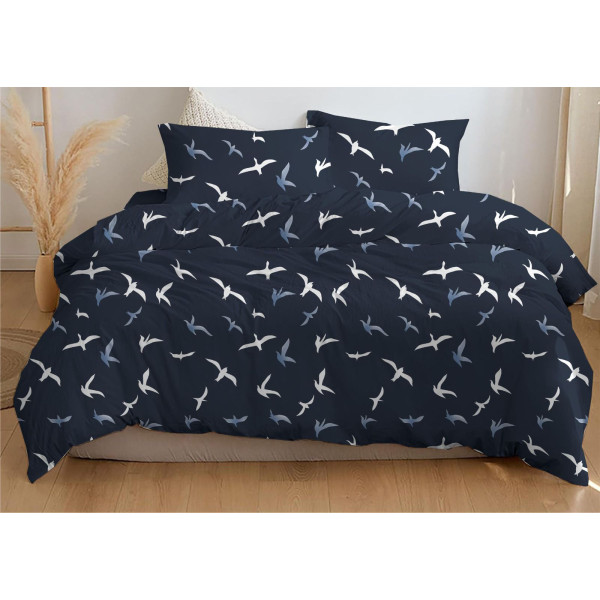 Фото - Комплект постільної білизни Zastelli Birds on blue Front бязь 145х210 (22624)