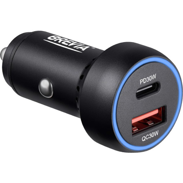 Фото - Автомобільний зарядний пристрій Brevia ePower Dual PowerMax Metal LED 60W 1xUSB-C+1xUSB-A (46060CUB)