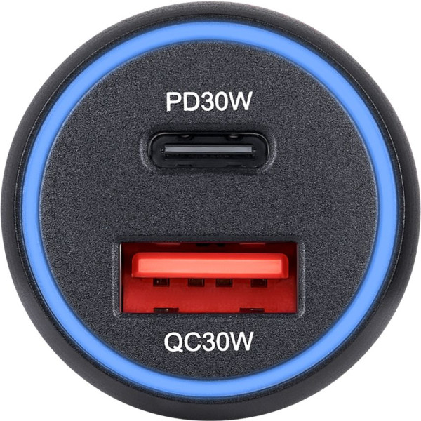 Фото - Автомобільний зарядний пристрій Brevia ePower Dual PowerMax Metal LED 60W 1xUSB-C+1xUSB-A (46060CUB)