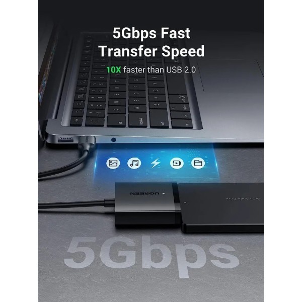 Фото - Кабель USB Type-A - USB Type-A UGREEN CM257 USB 3.0 Type-А SATA III (F) Black (60561)