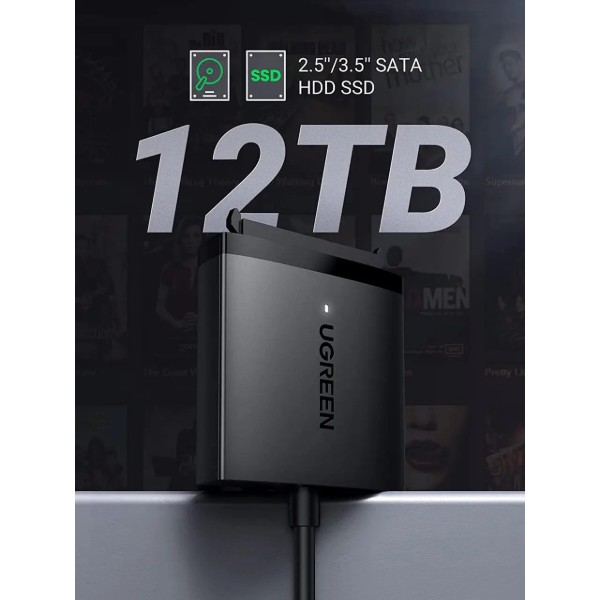 Фото - Кабель USB Type-A - USB Type-A UGREEN CM257 USB 3.0 Type-А SATA III (F) Black (60561)