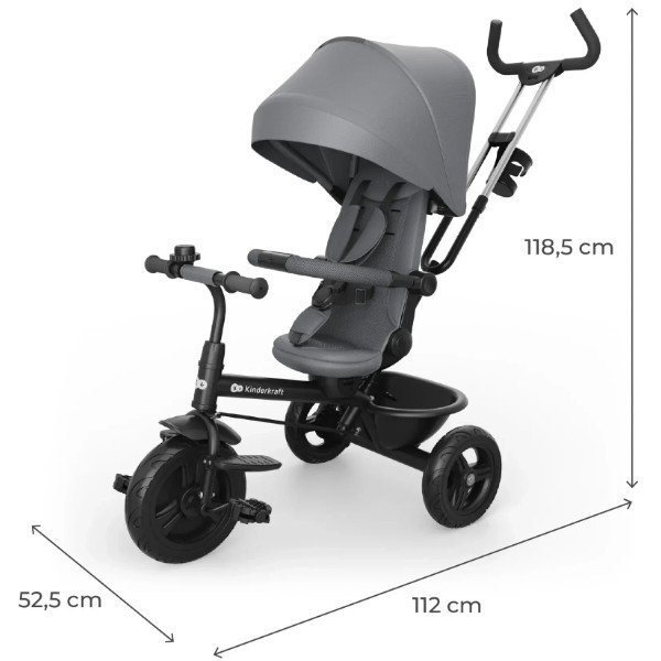 Фото - Триколісний велосипед Kinderkraft Aston 2 Plus Grey (KRASTO02GRYPL00)