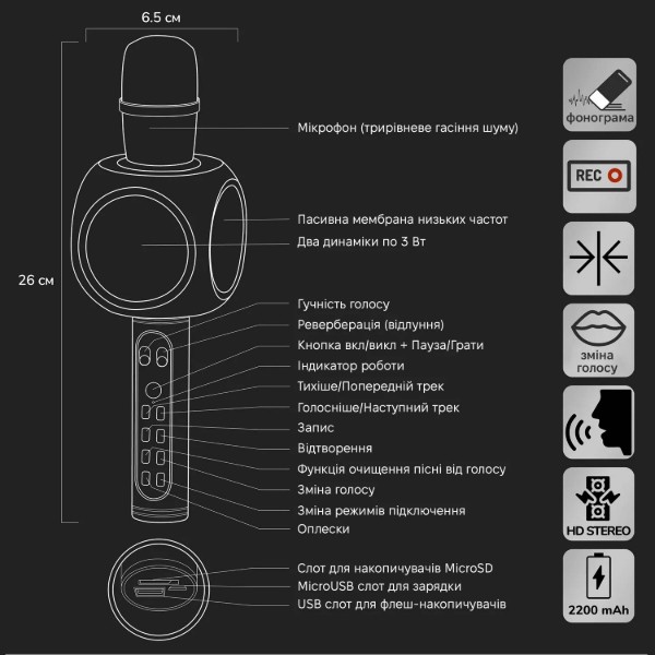 Фото - Микрофон вокальный беспроводной Magic Karaoke YS-90 Pro Gold