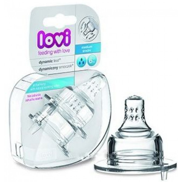 Фото - Середній потік соска дитяча силіконова Lovi динамичная 2 шт (18/751)