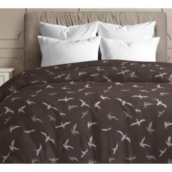 Фото - Підковдра полуторна Zastelli бязь Birds on brown Front 145х210 см (20478)