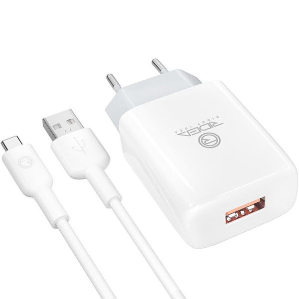 Фото - Мережевий зарядний пристрій Ridea Element Type-C 2.1 A White (RW-11211)