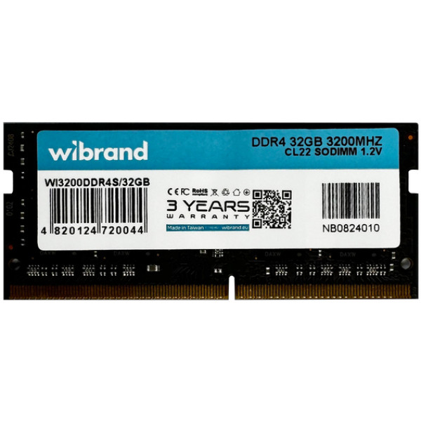 Фото - Память DDR Wibrand DDR4 32GB 3200MHz CL22 SODIMM (WI3200DDR4S/32GB)