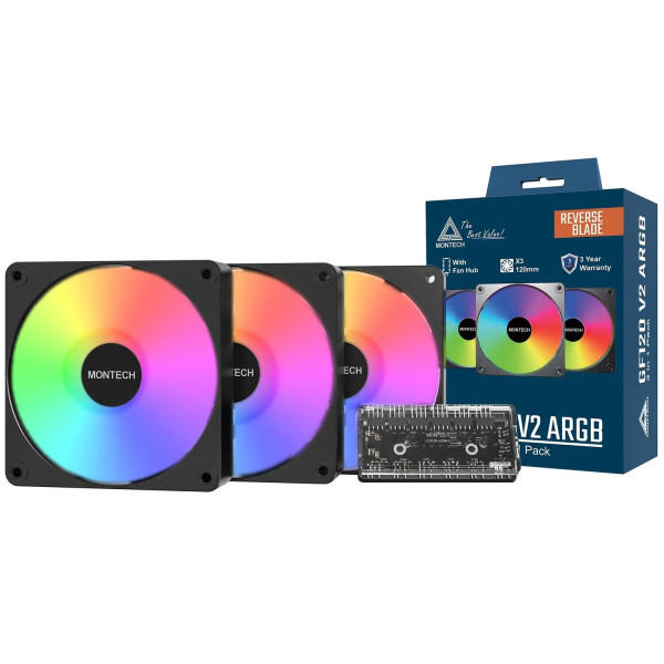 Фото - Корпусний вентилятор Montech GF120R V2 ARGB PWM 3I1(B)