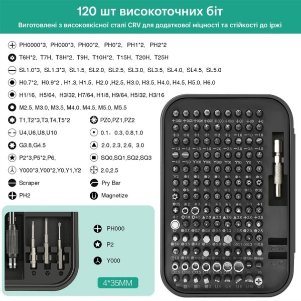 Фото - Отвертка со сменными битами Kingsdun KS-1014339 130в1 Black
