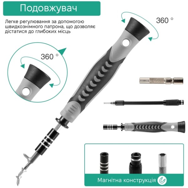 Фото - Отвертка со сменными битами Kingsdun KS-1014339 130в1 Black