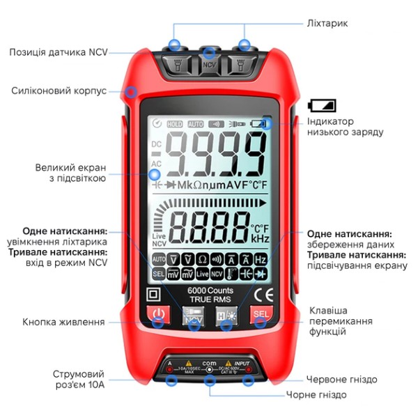 Фото - Измерительный прибор Kingsdun Мультиметр KS-7080025-Red