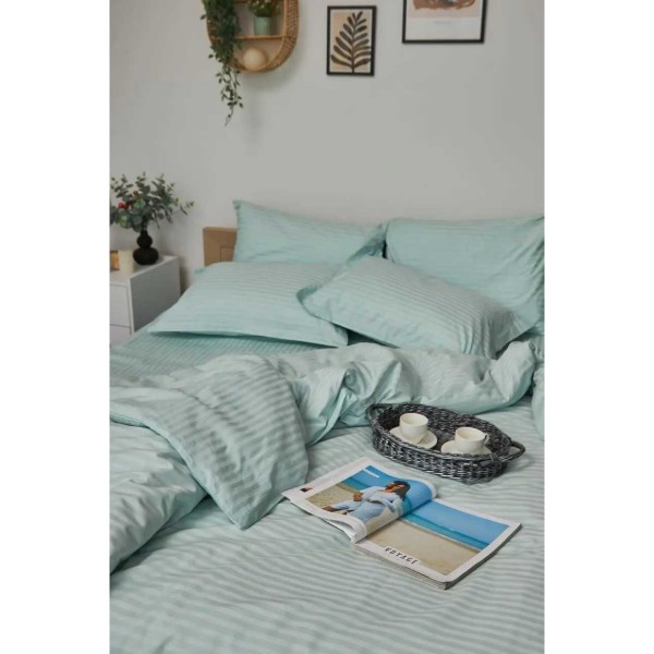 Фото - Пододеяльник полуторный евро Moon&Star Satin Stripe Stripe Mint 160x220 см (MS-870000436)