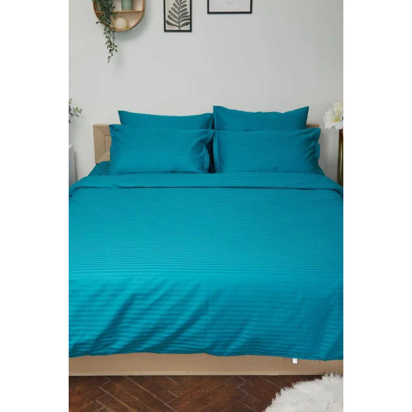 Фото - Пододеяльник полуторный евро Moon&Star Satin Stripe Turkish Blue 160x220 см (MS-870000441)