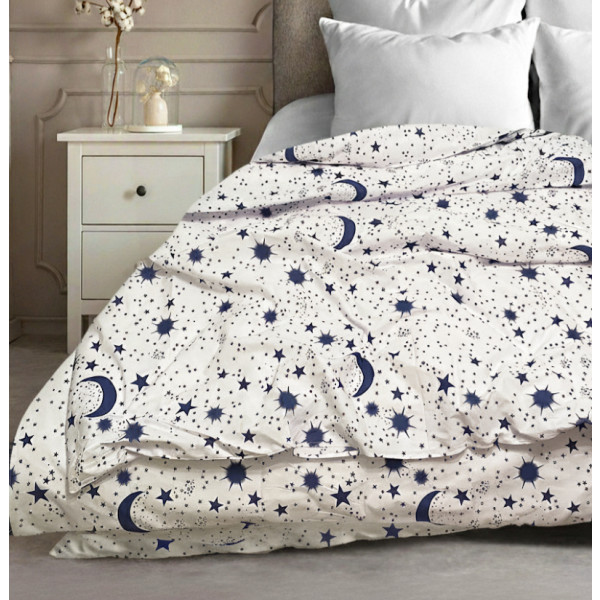Фото - Простирадло двоспальне Zastelli бязь Stars on White Reverse180х210 (21585) Фото - Простирадло двоспальне Zastelli бязь Stars on White Reverse180х210 (21585)