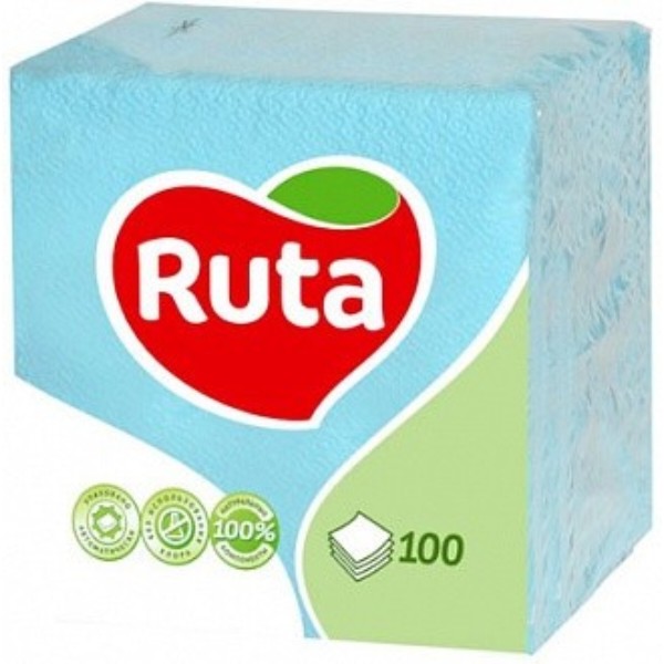Фото - Салфетки бумажные Ruta 24х24 см 100 шт. Голубые (4820023740617)