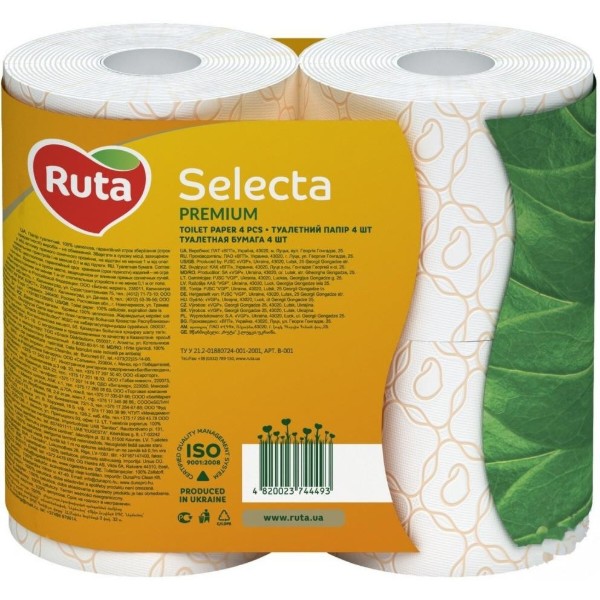 Фото - Туалетний папір Ruta Selecta з ароматом ромашки 3 шари 4 рулони (4820023744493)