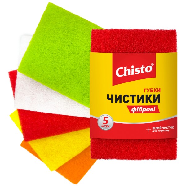 Фото - Набор губок фибровых для мытья посуды Chisto Чистик кухонный 5 шт. (4820040270180)