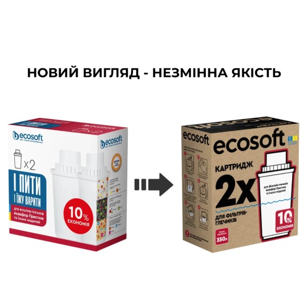 Фото - Картридж для фільтру-глечика Ecosoft до глечиків Аквафор 2 шт