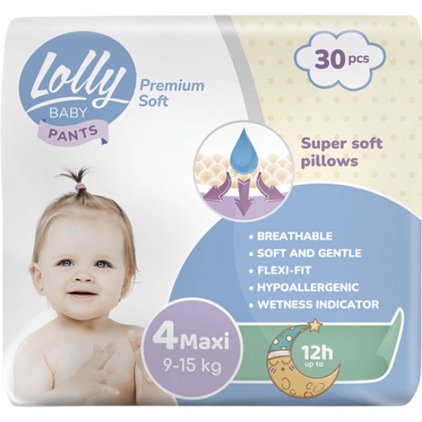 Фото - Одноразовые подгузники-трусики Lolly Premium Soft Размер 4 (9-15 кг.), 30 шт. (4820174980993)