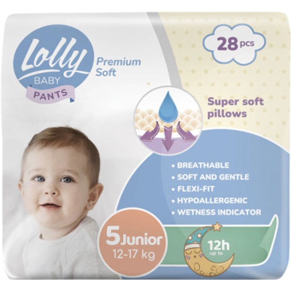 Фото - Одноразові підгузки-трусики Lolly Premium Soft Розмір 5 (12-17 кг.), 28 шт. (4820174981006)