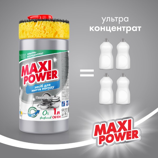 Фото - Средство для ручного мытья посуды Maxi Power Платинум 1 л (4823098402794)