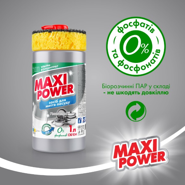 Фото - Средство для ручного мытья посуды Maxi Power Платинум 1 л (4823098402794)