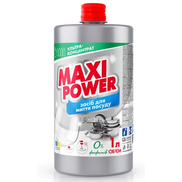 Фото - Засіб для ручного миття посуду Maxi Power Платинум запаска 1 л (4823098408475)