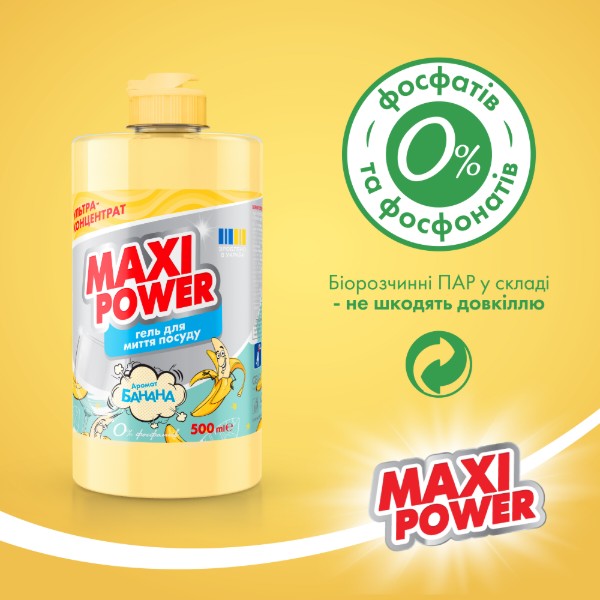Фото - Засіб для ручного миття посуду Maxi Power Банан 500 мл (4823098411956)