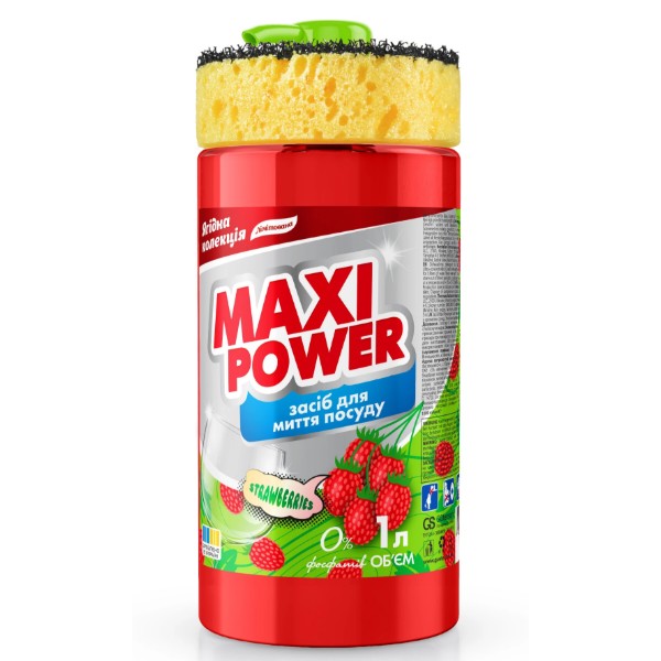 Фото - Засіб для ручного миття посуду Maxi Power Суниця 1 л (4823098414223)