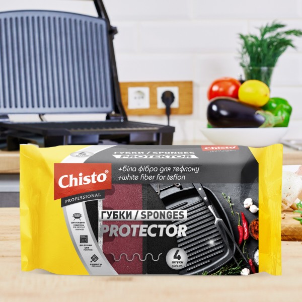 Фото - Губка для мытья посуды поролоновая Chisto Chisto 4 шт. Protector (4823098414773)