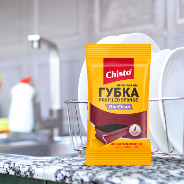 Фото - Губка для миття посуду поліуретанова Chisto OneClean (4823098415428)
