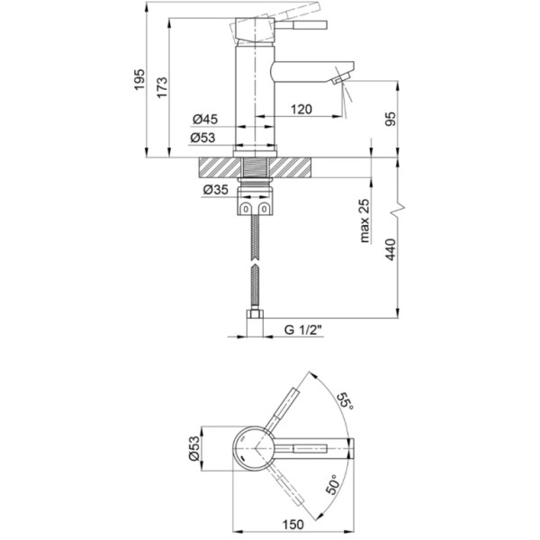 Фото - Раковина для ванної+змішувач Adamant QUANTO 70 з сифоном Click-Clack (4824296208101)
