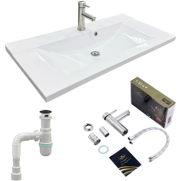 Фото - Раковина для ванної+змішувач Adamant QUANTO 90 з сифоном Click-Clack (4824296208301)