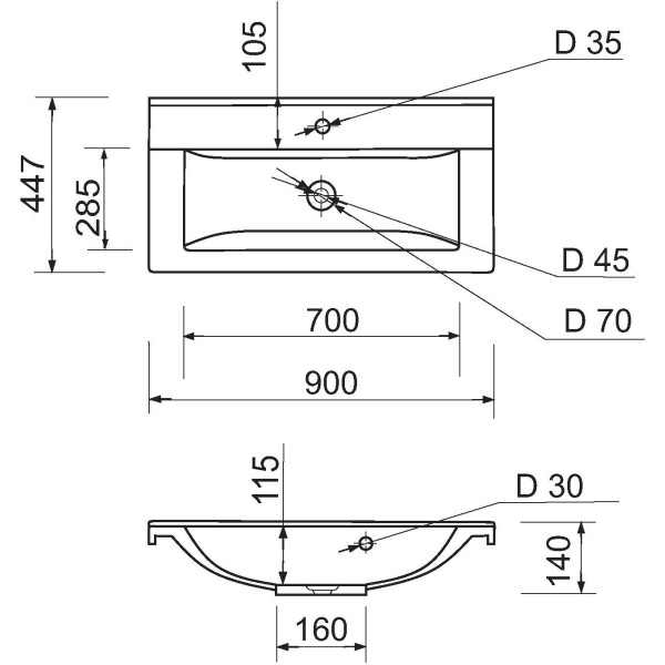 Фото - Раковина для ванної+змішувач Adamant QUANTO 90 з сифоном Click-Clack (4824296208301)