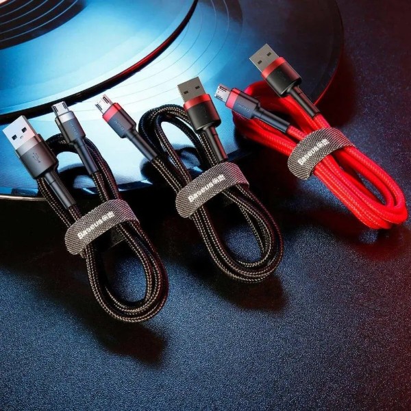 Фото - Кабель Baseus Cafule Micro 2.4A 0.5m G-Black (CAMKLF-AG1)